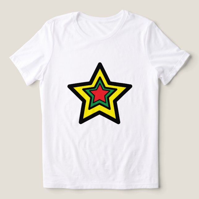 ⭐ Vibrant Triple Big Star Tee (Yellow, Green, Red) (Design Front)