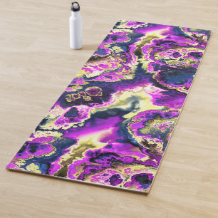 Vibrant Trippy Boho Hippie Fractal Marble Art Yoga Mat