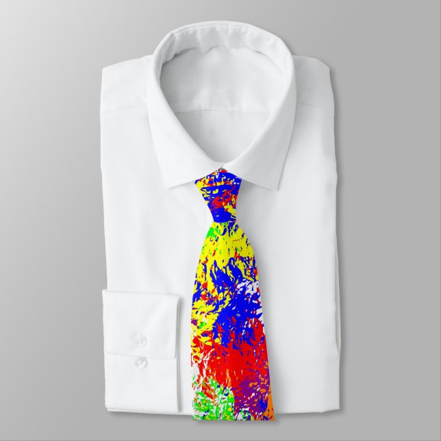 Vibrant Trippy Jiggle Pattern Neck Tie (Tied)
