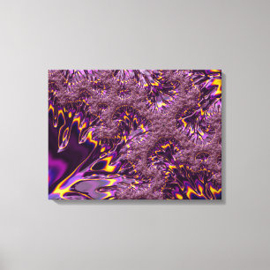 Vibrant Trippy Purple Yellow Groovy Fractal Art Canvas Print