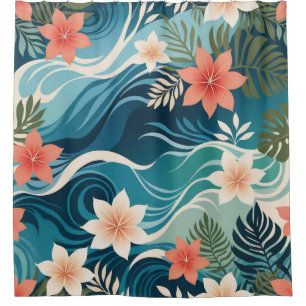 Vibrant Tropical Abstract Modern Green Blue Pink
