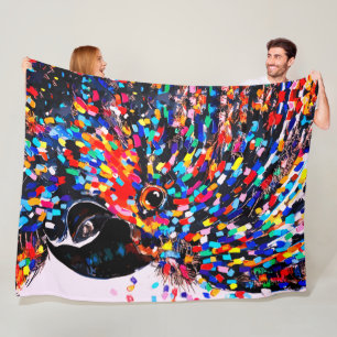 Vibrant Tropical Bird Wall Art in Expressionist Fleece Blanket