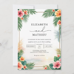 Vibrant Tropical Bloom Wedding Invitation