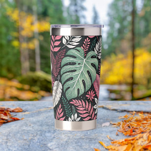 Vibrant tropical botanical insulated tumbler