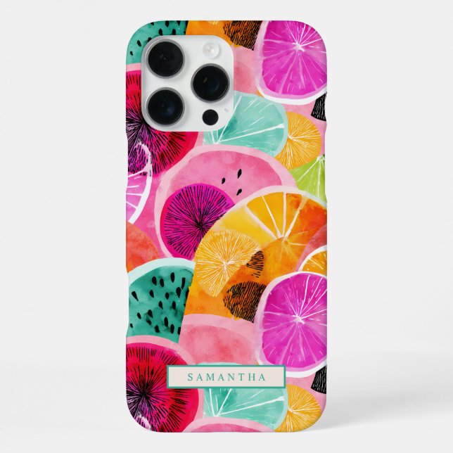 Vibrant Tropical Citrus Slice Pattern  iPhone Case (Back)