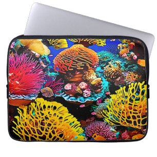 Vibrant Tropical Coral Garden Design Laptop Sleeve