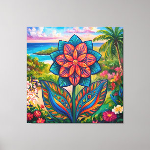 Vibrant Tropical Fantasy Flower in Paradise Canvas Print
