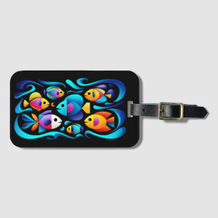 Vibrant Tropical Fish in the Blue Waves Luggage Tag