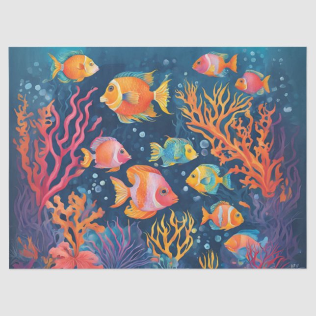 Vibrant Tropical Fish Tissue Paper (Front)