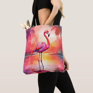 Vibrant Tropical Flamingo Glow Design Tote Bag