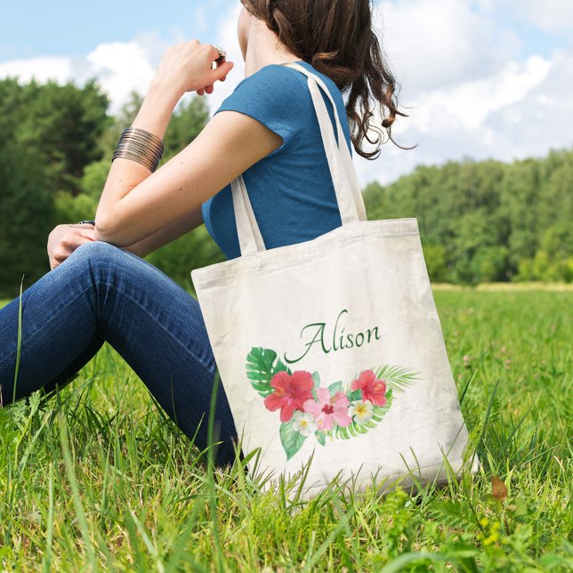 Vibrant Tropical Floral Bridesmaid Wedding Tote Bag (Creator Uploaded)