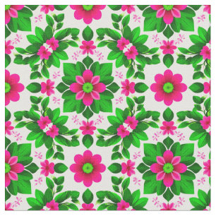 Vibrant Tropical Floral Pattern Fabric