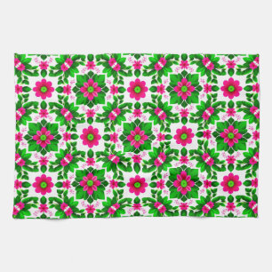 Vibrant Tropical Floral Pattern Kitchen Towel