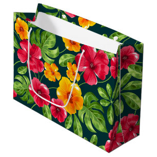 Vibrant Tropical Floral Pattern Large Gift Bag