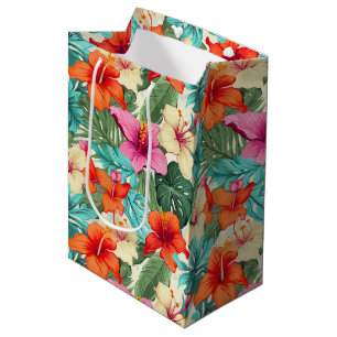Vibrant Tropical Floral Pattern Medium Gift Bag