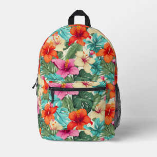 Vibrant Tropical Floral Pattern Printed Backpack