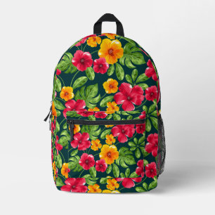 Vibrant Tropical Floral Pattern Printed Backpack