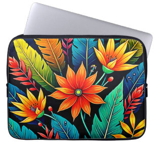 Vibrant Tropical Flower Art Laptop Sleeve