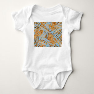 Vibrant Tropical Flowers: Colourful Seamless. Baby Bodysuit