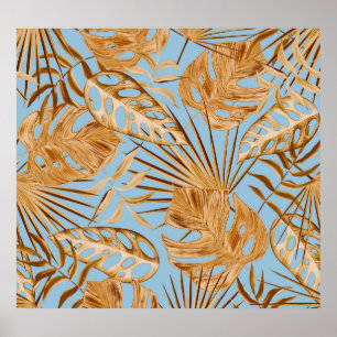 Vibrant Tropical Flowers: Colourful Seamless. Poster