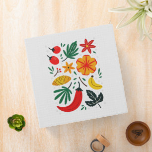 Vibrant Tropical Fruit Folk Art Floral Binder