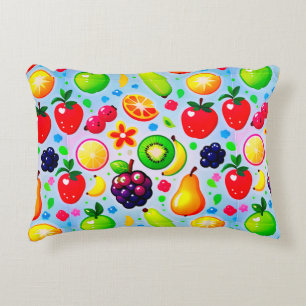Vibrant Tropical Fruits Accent Pillow