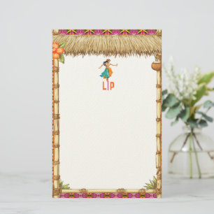 Vibrant Tropical Hawaiian Tiki Luau Bamboo Stationery