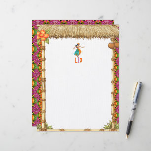 Vibrant Tropical Hawaiian Tiki Luau Monogrammed Letterhead