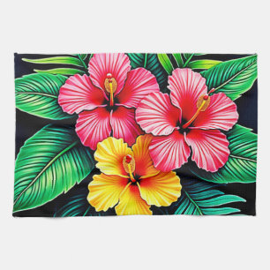 Vibrant Tropical Hibiscus Art Kitchen Towel
