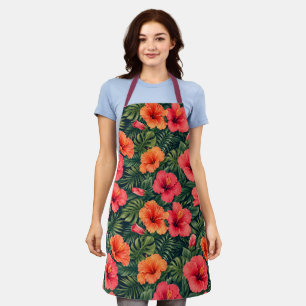 Vibrant Tropical Hibiscus Blooms Apron