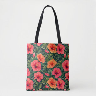 Vibrant Tropical Hibiscus Blooms Tote Bag
