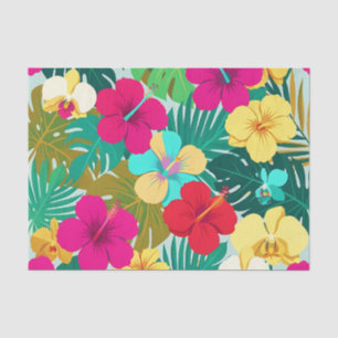 Vibrant Tropical Hibiscus Floral Pattern Tissue Paper