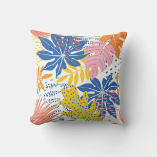 Vibrant Tropical Leaves Throw Pillow