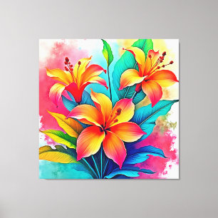 Vibrant Tropical Lilies: Summer Soul Canvas Print