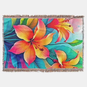 Vibrant Tropical Lilies: Summer Soul Throw Blanket