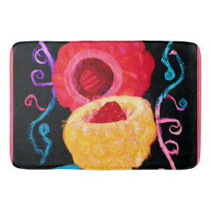 Vibrant Tropical Neon Fruit Design Bath Mat