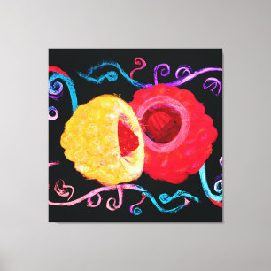 Vibrant Tropical Neon Fruit Design Canvas Print