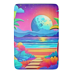 Vibrant Tropical Night Escape Bath Mat