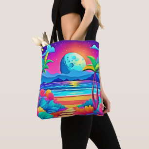 Vibrant Tropical Night Escape Tote Bag