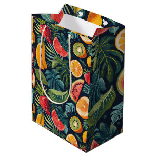 Vibrant Tropical Paradise: Exotic Fruits Design Medium Gift Bag