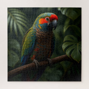 Vibrant Tropical Parrot Jungle Portrait Jigsaw Puzzle
