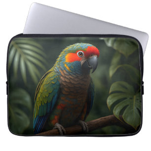 Vibrant Tropical Parrot Jungle Portrait Laptop Sleeve