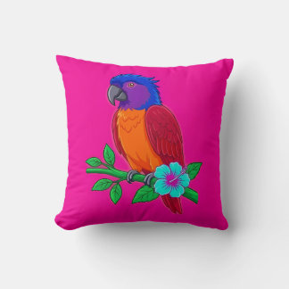 Vibrant Tropical Parrot Throw Pillow