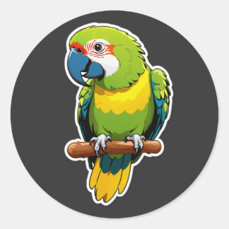 Vibrant Tropical Parrot with Grapes Classic Round Sticker