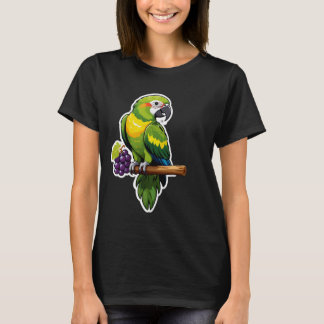 Vibrant Tropical Parrot with Grapes T-Shirt