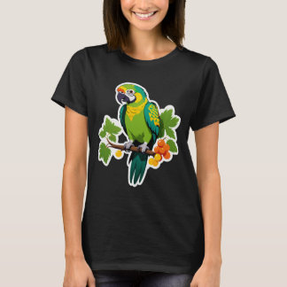 Vibrant Tropical Parrot with Grapes T-Shirt