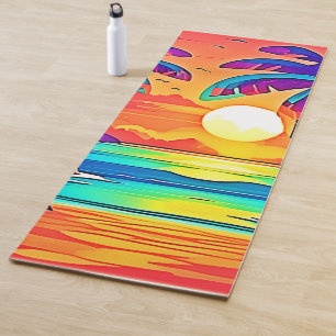 Vibrant Tropical Sunset Art Yoga Mat