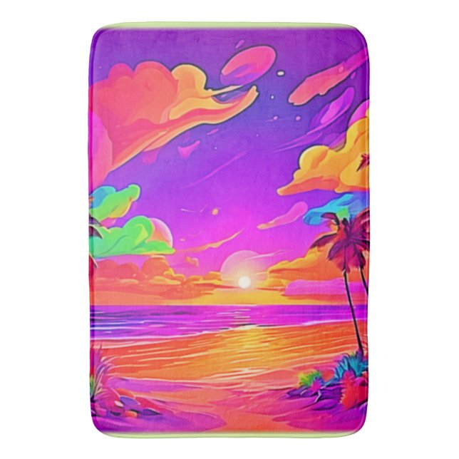 Vibrant Tropical Sunset Bath Mat (Front Vertical)