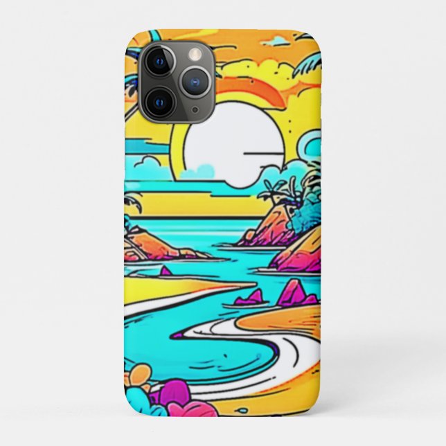 Vibrant Tropical Sunset Beach Case-Mate iPhone Case (Back)