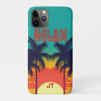Vibrant Tropical Sunset Retro 80s Style